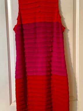 London Times Red and Fuchsia Colorblock Dress Size 18